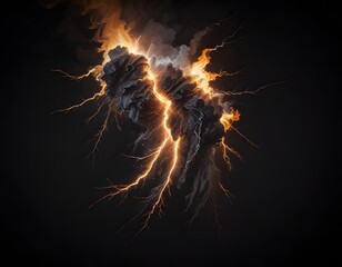 lightning effect thunder strike isolated on a black background