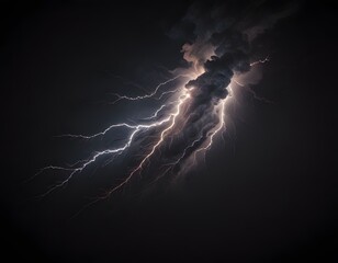 lightning effect thunder strike isolated on a black background