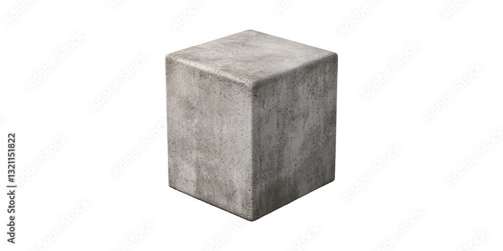 Poster concrete rectangular block with textured surface isolated on transparent background