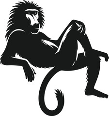 Baboon resting with legs stretched out animal vector