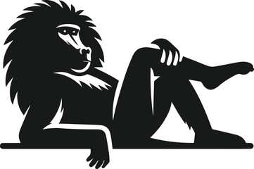 Baboon resting with legs stretched out animal vector