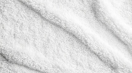 Soft, fluffy white towel draped elegantly with gentle folds, creating a serene and cozy atmosphere for relaxation