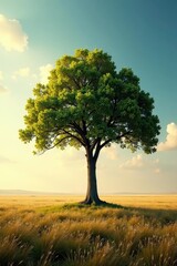 Tree isolated in a vast empty space with no horizon, solitary tree, trees, vastness