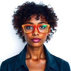 women with glasses, orange glasses, digital art, illustration, portrait, female, fashion, style, modern, contemporary, graphic, design, artwork, creative, artistic, visual, image, trendy, fashionable,