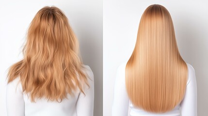 Before and after: transformation from frizzy to sleek blonde hair