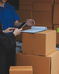 Truck Mover Unloading Van Carrying Boxes And Moving House