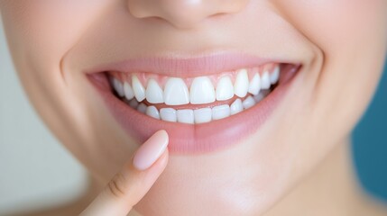 Obraz premium Woman smiling with perfect white teeth and healthy gums