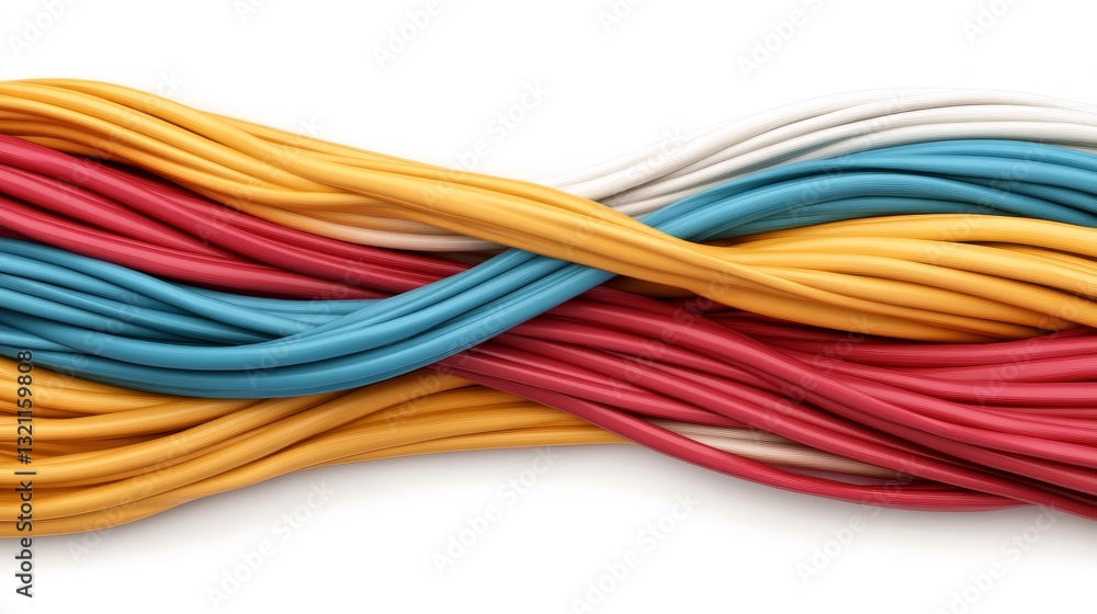Poster dynamic electric wire network system with colored lines modern environment high-quality image for vi