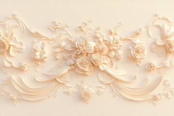 Elegant Rococo-Style Plaster Ceiling With Gold Highlights and Soft Natural Light Illuminating Intricate Designs