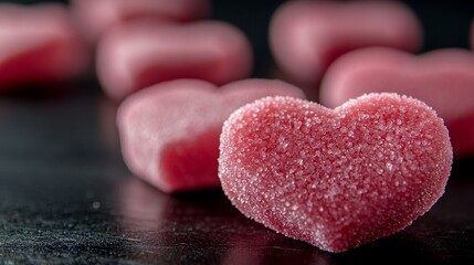 Obraz premium Bokeh of Pink Hearts on Black Background