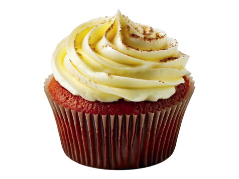 Delicious cupcake with creamy swirl frosting and subtle spice topping.  Perfect for menus, blogs, or baking websites.  High-resolution image, ideal for print and digital use.