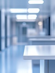 Empty White Counter in a Laboratory Environment with Copy Space