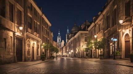 Fototapeta premium A nighttime shot of a historic city cent.generative.ai