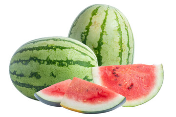 A close-up of a whole watermelon with a slice for summer refreshment ideas.