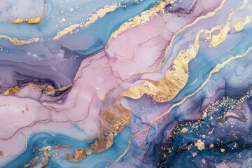 Fototapeta premium Vivid marble texture with gold accents. AI generated