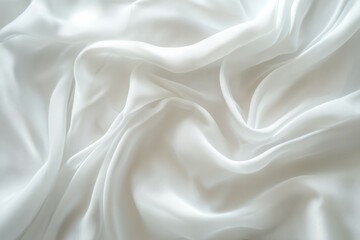 Fototapeta premium Smooth white silk folds on fabric surface. AI generated