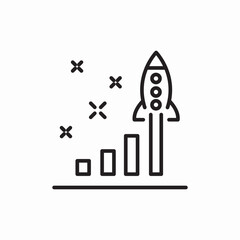 Growth rocket chart icon vector sign