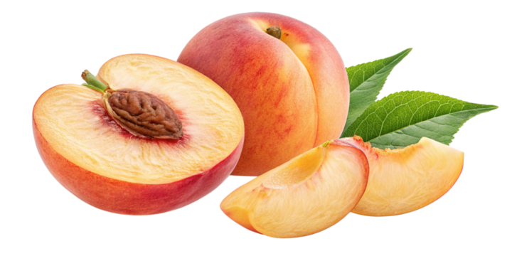 Ripe peach on white background