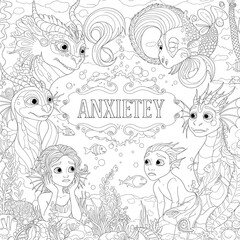 The images may seem a bit unsettling at first, but that's okay. They reflect the sometimes-challenging nature of anxiety. But by coloring, you're not just filling in lines; you're bringing light to th