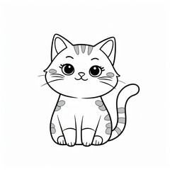 Obraz premium Cute cartoon cat coloring page (2)