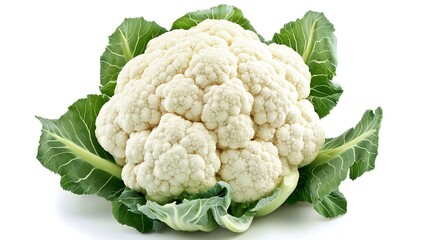 Fresh Cauliflower with Green Leaves High-Resolution Food Photography