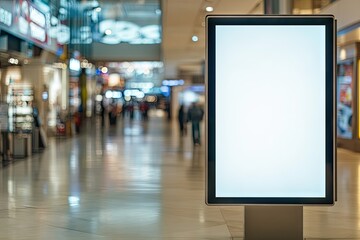 Blank billboard in a busy mall
