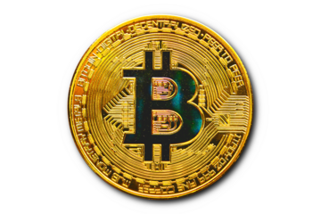 Cryptocurrency Coin with Bitcoin Symbol (Transparent / Shadow).
