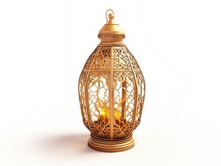 Ornate golden lantern, intricate design, glowing light