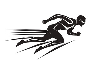 Fototapeta premium Dynamic Black Silhouette of a Runner Speed, Motion, and Athleticism