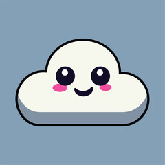 Cute Cloud Character with Pink Cheeks, Simple and Cute Vector Graphic Design