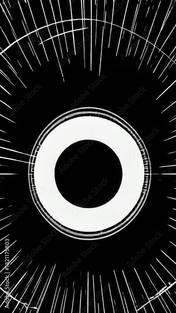 Poster dynamic abstract geometric patterns with circular symmetry and radiating lines