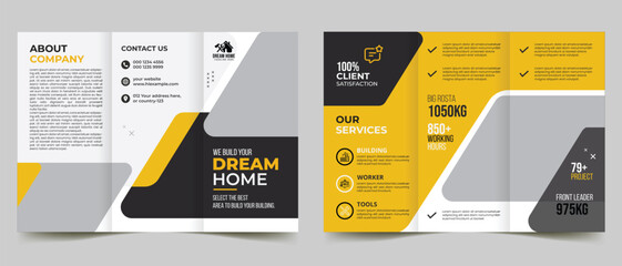 modern construction trifold brochure template design.