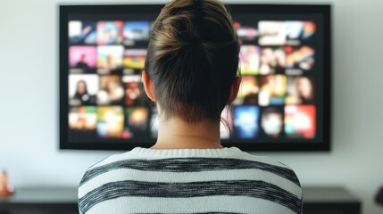 Person watching a streaming service on a large TV, surrounded by a cozy living room atmosphere