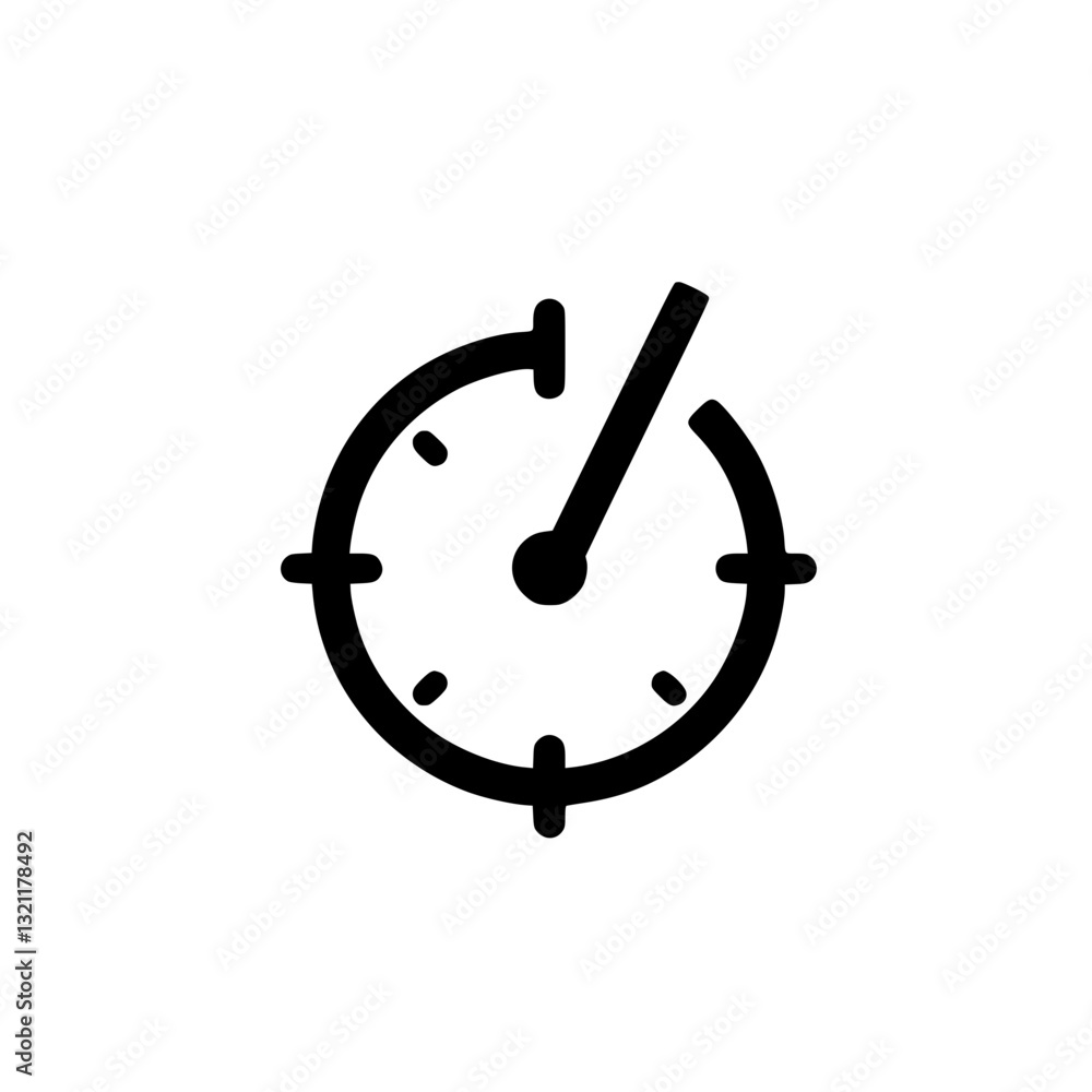 Poster iconic time symbol: a sleek vector design of a clock face minimalist yet precise in its portrayal of