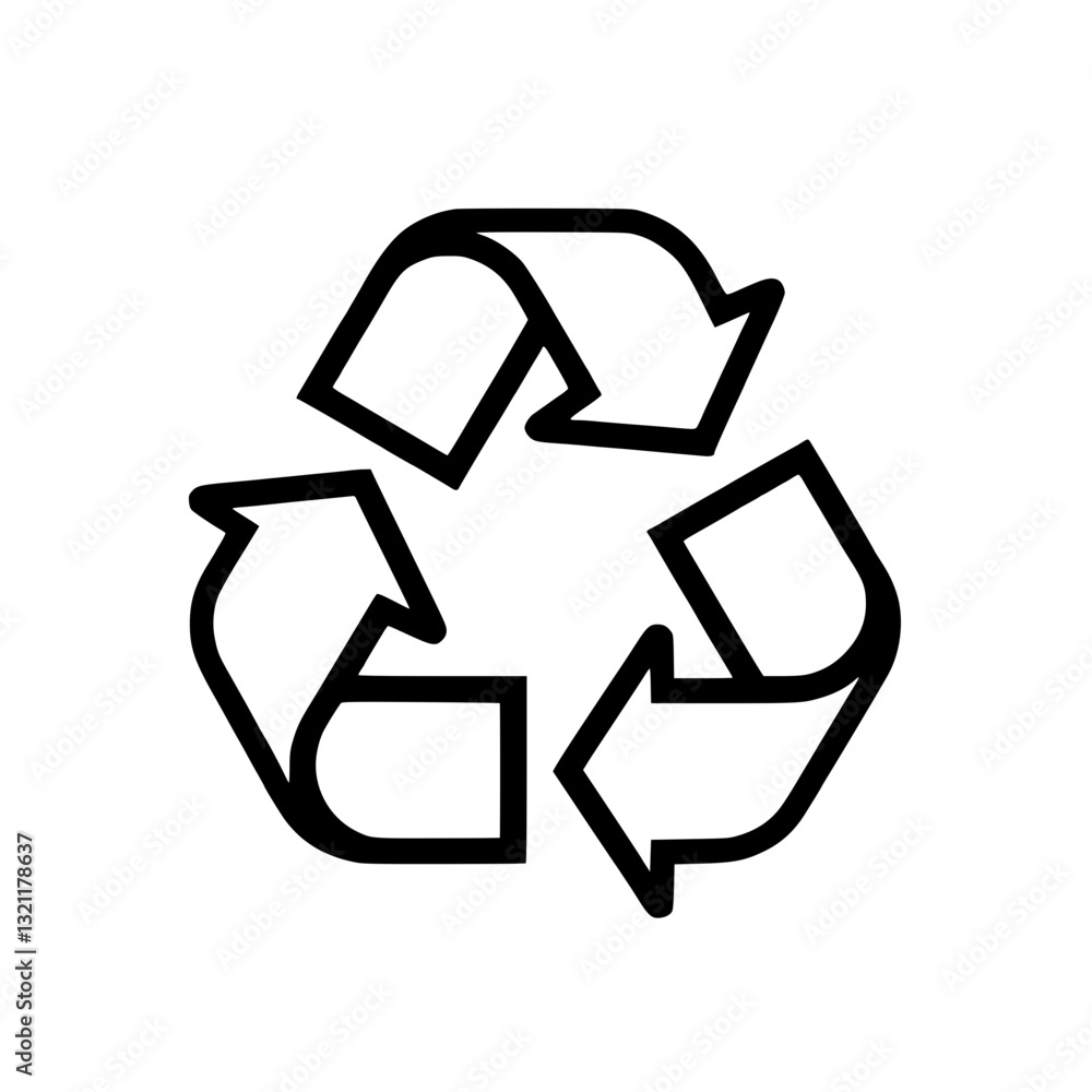 Poster recycling symbol consisting of three arrows creating a continuous loop promoting environmental respo