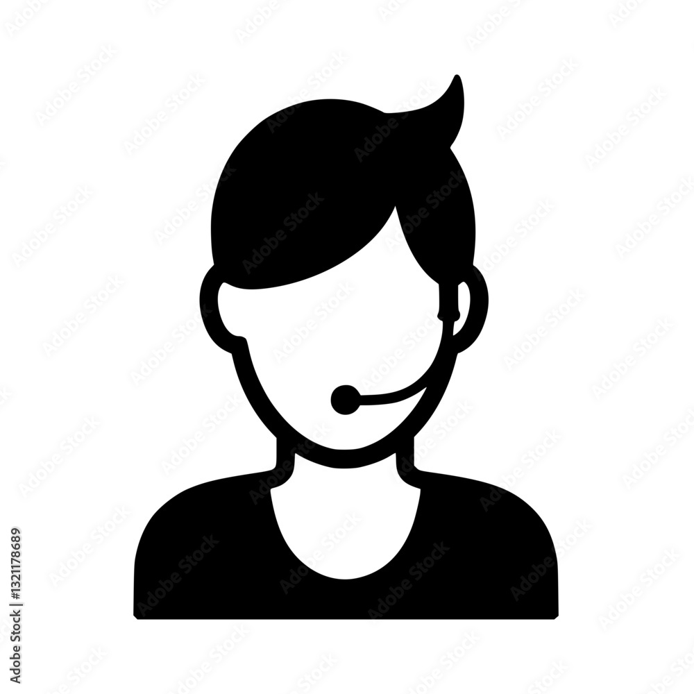 Poster illustration of a person wearing a headset likely a customer service representative or a support age