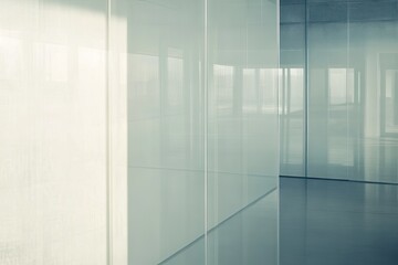 Fototapeta premium Modern, minimalist office space with sheer light filtering through