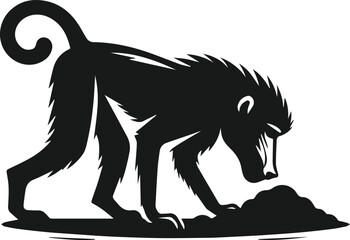 Baboon sniffing the ground animal vector