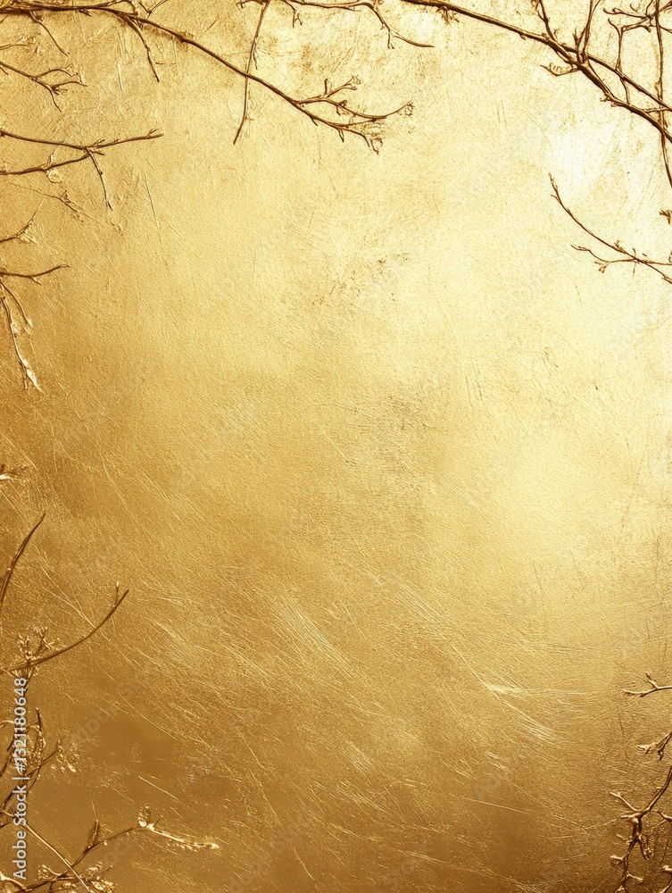 Poster a textured golden background framed by delicate branches, creating a warm and inviting atmosphere.