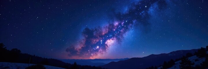 Naklejka premium Shimmering starry night sky with glittering effect, starry, shimmer