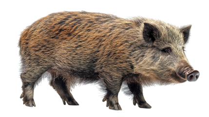 wild boar isolated on transparent background or white background PNG, generative ai