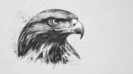 Detailed Eagle Head Sketch with Feather Texture and Artistic Style