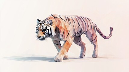 Fototapeta premium Low-poly tiger in motion (1)