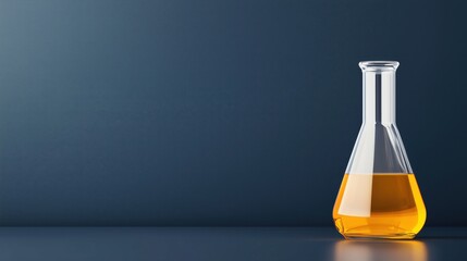 Oil in a beaker on a dark blue science lab background 