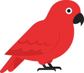 Red parrot standing in a flat minimal style vector art