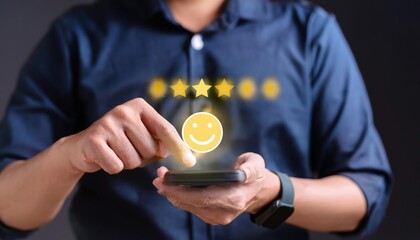 customer hand gold five star to review the service