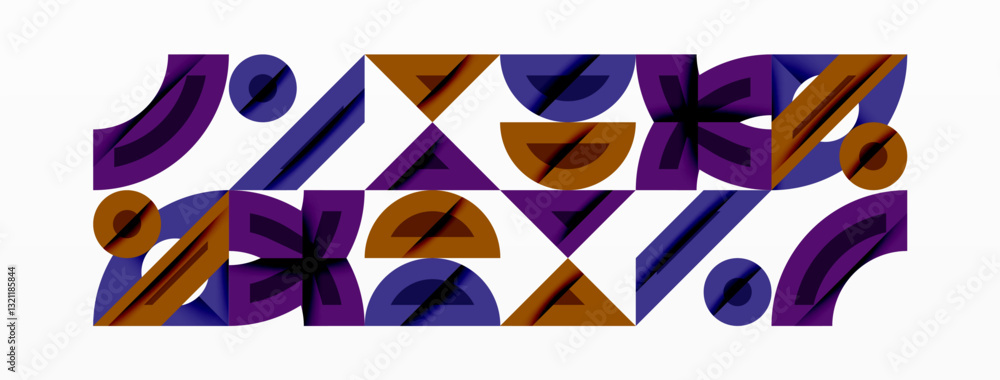 Wall mural abstract geometric background with shapes, featuring circular and rounded elements. bold contrast, s