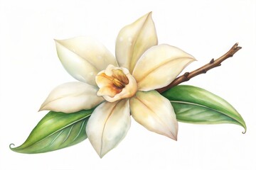 Obraz premium watercolor Vanilla flowers isolated on white background