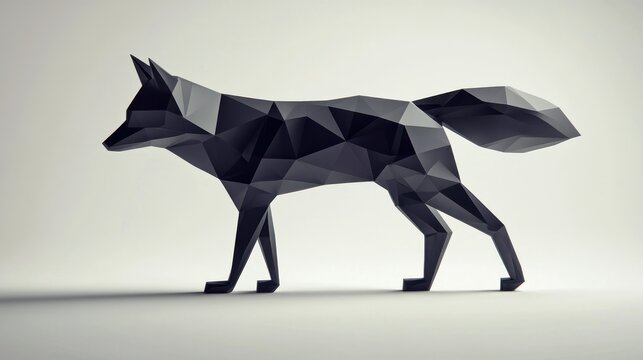 Geometric fox sculpture, polygon design