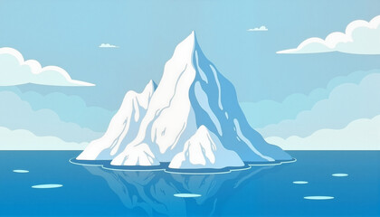 Naklejka premium Melting iceberg in a serene ocean landscape, depicting climate change and environmental concerns